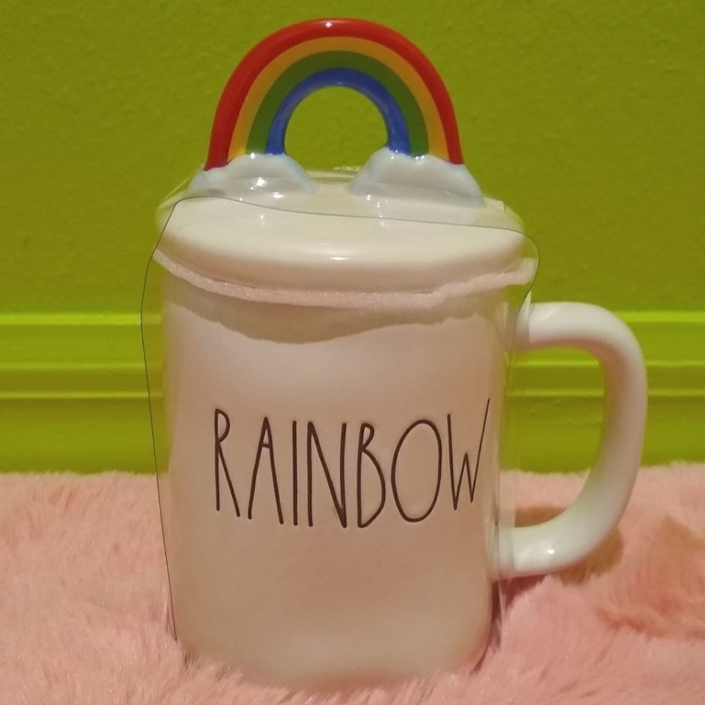 Rae Dunn Rainbow Embossed Ceramic Mug